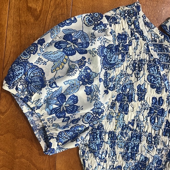 SIENNA SKY Floral Peplum Open Back Top Size L Blue Cottage Fairy Coquette - Picture 3 of 10